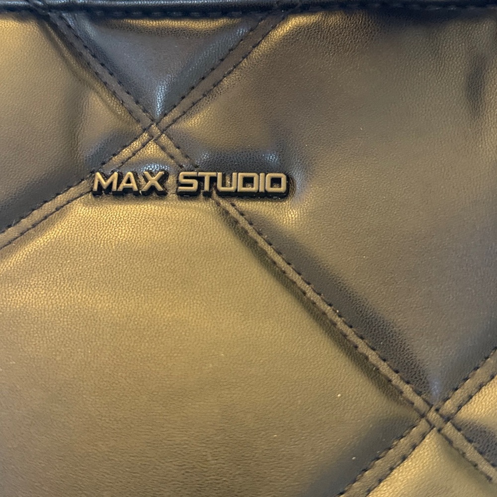 Max Studio Black Quilted Tote Bag 18 inch Lamby - Picture 8 of 12